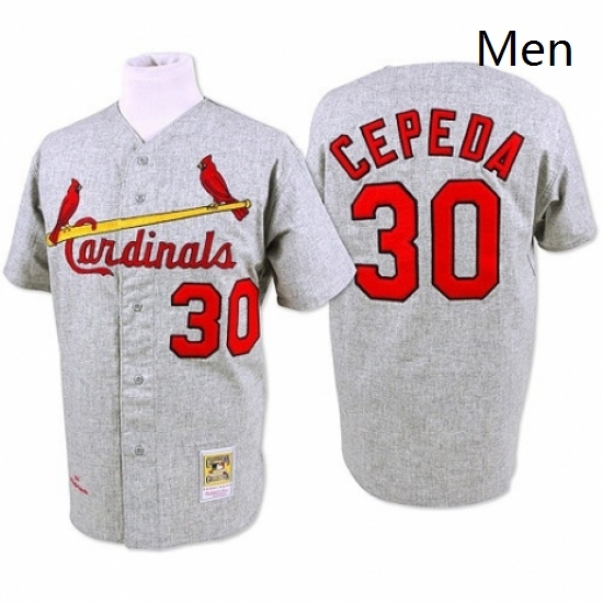 Mens Mitchell and Ness 1967 St Louis Cardinals 30 Orlando Cepeda Replica Grey Throwback MLB Jersey Mens Mitchell and Ness 1967 St Louis Cardinals 30 Orlando Cepeda Replica Grey Throwback MLB Jersey