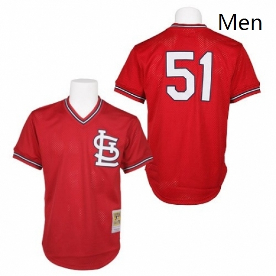 Mens Mitchell and Ness 1985 St Louis Cardinals 51 Willie McGee Authentic Red Throwback MLB Jersey Mens Mitchell and Ness 1985 St Louis Cardinals 51 Willie McGee Authentic Red Throwback MLB Jersey