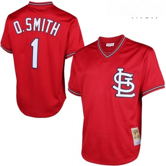 Mens Mitchell and Ness 1996 St Louis Cardinals 1 Ozzie Smith Authentic Red Throwback MLB Jersey Mens Mitchell and Ness 1996 St Louis Cardinals 1 Ozzie Smith Authentic Red Throwback MLB Jersey