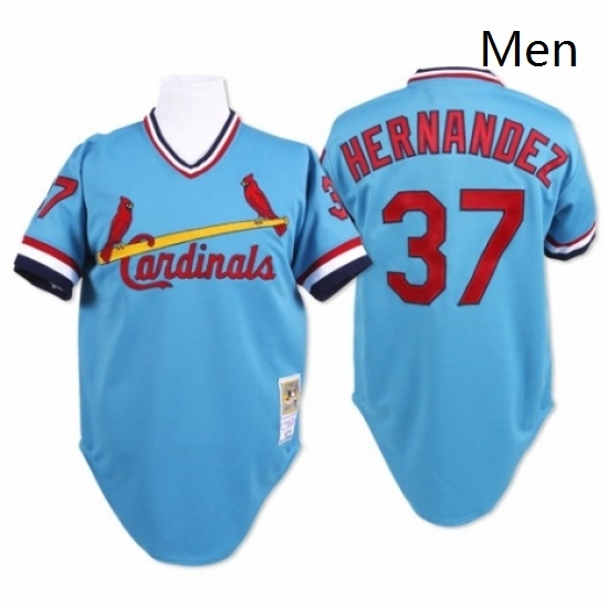 Mens Mitchell and Ness St Louis Cardinals 37 Keith Hernandez Authentic Blue Throwback MLB Jersey Mens Mitchell and Ness St Louis Cardinals 37 Keith Hernandez Authentic Blue Throwback MLB Jersey