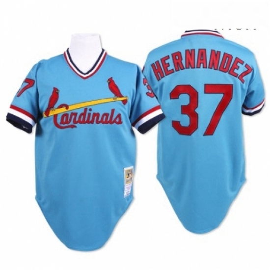 Mens Mitchell and Ness St Louis Cardinals 37 Keith Hernandez Replica Blue Throwback MLB Jersey Mens Mitchell and Ness St Louis Cardinals 37 Keith Hernandez Replica Blue Throwback MLB Jersey