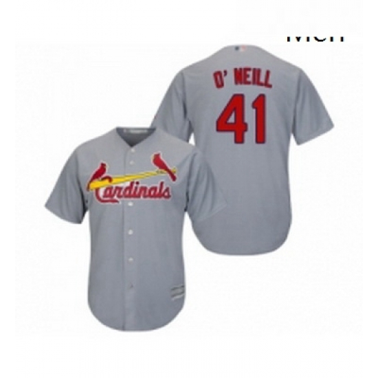 Mens St Louis Cardinals 41 Tyler O Neill Replica Grey Road Cool Base Baseball Jersey Mens St Louis Cardinals 41 Tyler O Neill Replica Grey Road Cool Base Baseball Jersey
