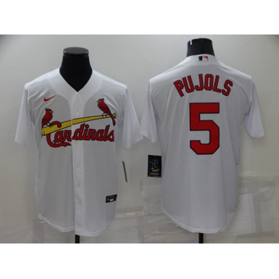 Men's St. Louis Cardinals #5 Albert Pujols White Cool Base Stitched Jersey Men's St. Louis Cardinals #5 Albert Pujols White Cool Base Stitched Jersey