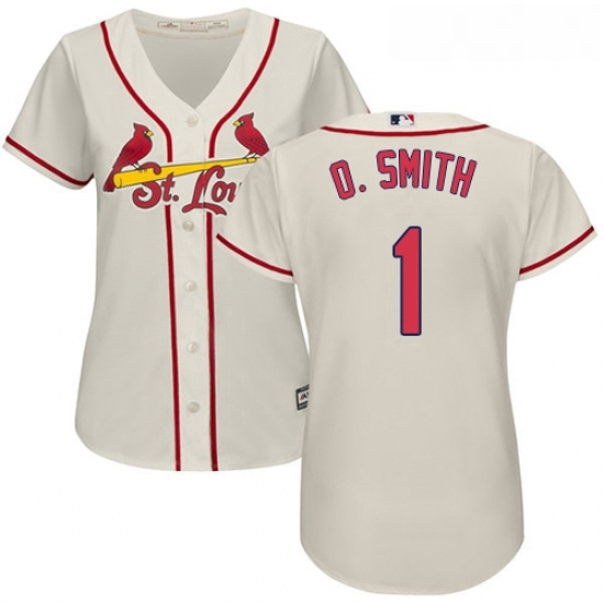 Womens Majestic St Louis Cardinals 1 Ozzie Smith Authentic Cream Alternate Cool Base MLB Jersey Womens Majestic St Louis Cardinals 1 Ozzie Smith Authentic Cream Alternate Cool Base MLB Jersey