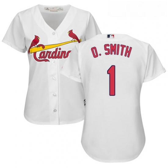 Womens Majestic St Louis Cardinals 1 Ozzie Smith Authentic White Home Cool Base MLB Jersey Womens Majestic St Louis Cardinals 1 Ozzie Smith Authentic White Home Cool Base MLB Jersey