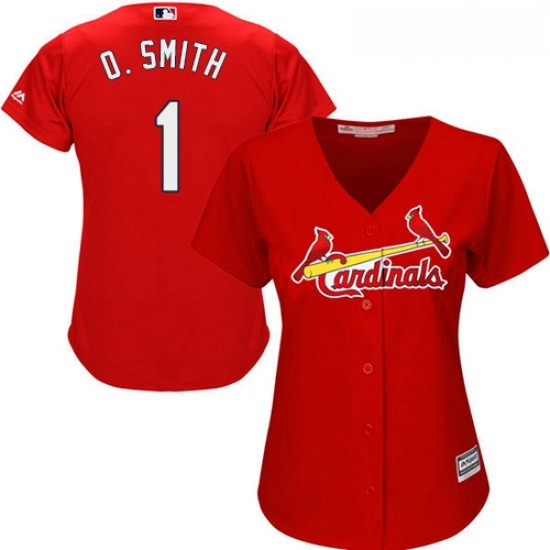 Womens Majestic St Louis Cardinals 1 Ozzie Smith Replica Red Alternate Cool Base MLB Jersey Womens Majestic St Louis Cardinals 1 Ozzie Smith Replica Red Alternate Cool Base MLB Jersey