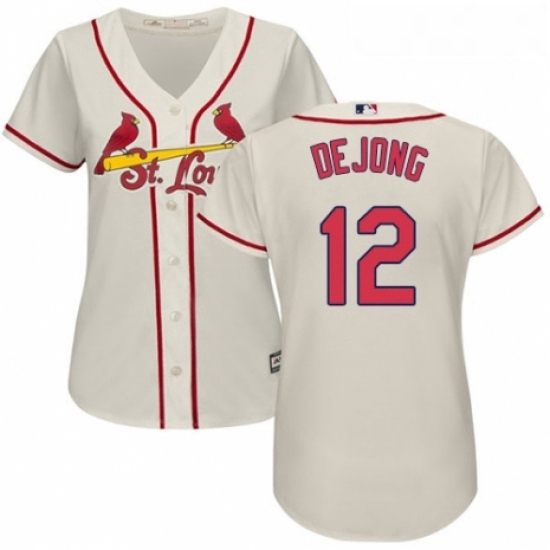 Womens Majestic St Louis Cardinals 12 Paul DeJong Authentic Cream Alternate Cool Base MLB Jersey Womens Majestic St Louis Cardinals 12 Paul DeJong Authentic Cream Alternate Cool Base MLB Jersey