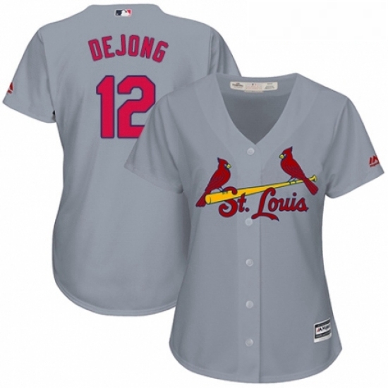 Womens Majestic St Louis Cardinals 12 Paul DeJong Replica Grey Road Cool Base MLB Jersey Womens Majestic St Louis Cardinals 12 Paul DeJong Replica Grey Road Cool Base MLB Jersey
