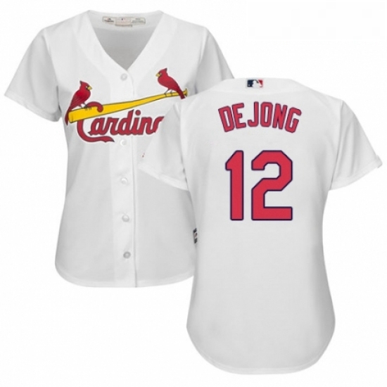 Womens Majestic St Louis Cardinals 12 Paul DeJong Replica White Home Cool Base MLB Jersey Womens Majestic St Louis Cardinals 12 Paul DeJong Replica White Home Cool Base MLB Jersey