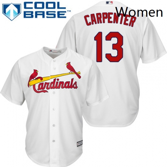 Womens Majestic St Louis Cardinals 13 Matt Carpenter Replica White Home MLB Jersey Womens Majestic St Louis Cardinals 13 Matt Carpenter Replica White Home MLB Jersey