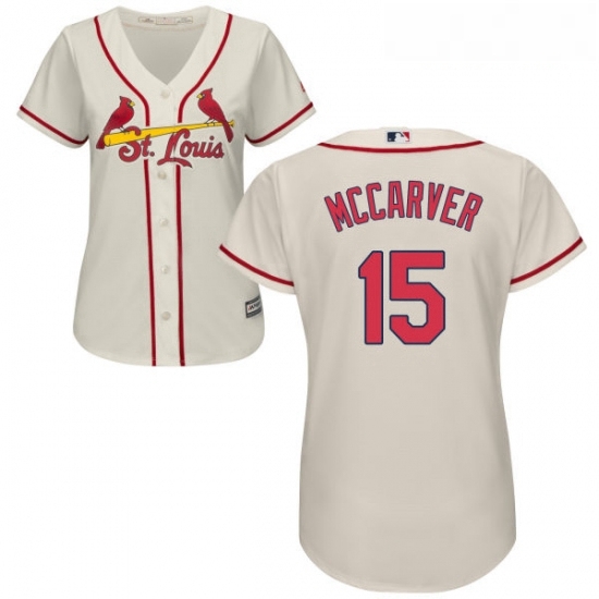 Womens Majestic St Louis Cardinals 15 Tim McCarver Replica Cream Alternate Cool Base MLB Jersey Womens Majestic St Louis Cardinals 15 Tim McCarver Replica Cream Alternate Cool Base MLB Jersey