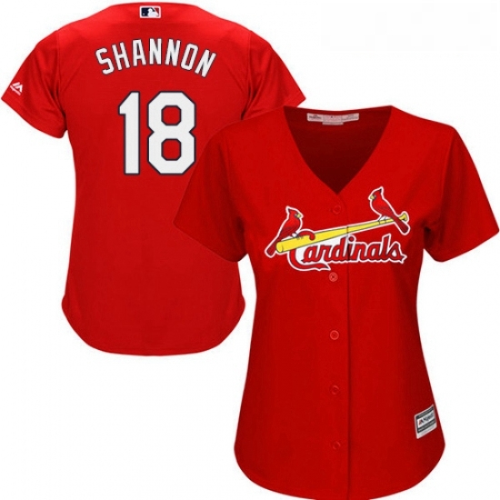 Womens Majestic St Louis Cardinals 18 Mike Shannon Replica Red Alternate Cool Base MLB Jersey Womens Majestic St Louis Cardinals 18 Mike Shannon Replica Red Alternate Cool Base MLB Jersey