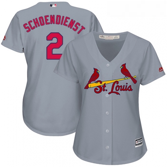 Womens Majestic St Louis Cardinals 2 Red Schoendienst Replica Grey Road Cool Base MLB Jersey Womens Majestic St Louis Cardinals 2 Red Schoendienst Replica Grey Road Cool Base MLB Jersey