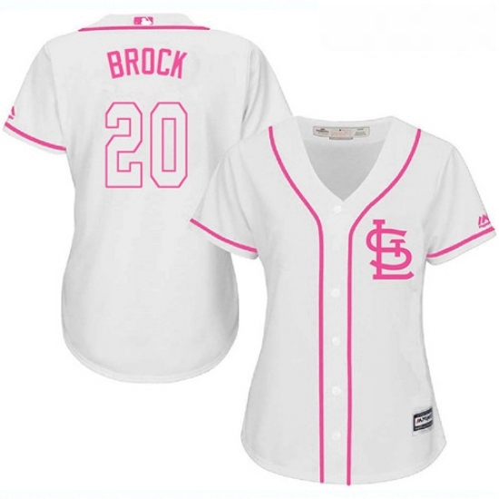 Womens Majestic St Louis Cardinals 20 Lou Brock Replica White Fashion Cool Base MLB Jersey Womens Majestic St Louis Cardinals 20 Lou Brock Replica White Fashion Cool Base MLB Jersey