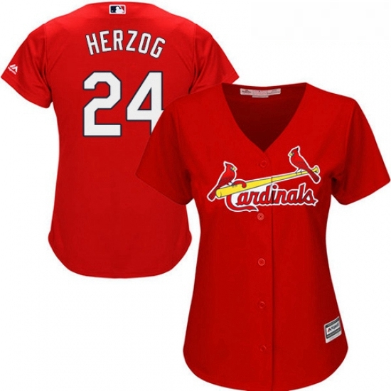 Womens Majestic St Louis Cardinals 24 Whitey Herzog Authentic Red Alternate Cool Base MLB Jersey Womens Majestic St Louis Cardinals 24 Whitey Herzog Authentic Red Alternate Cool Base MLB Jersey