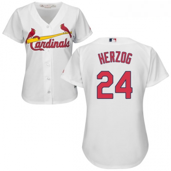Womens Majestic St Louis Cardinals 24 Whitey Herzog Replica White Home Cool Base MLB Jersey Womens Majestic St Louis Cardinals 24 Whitey Herzog Replica White Home Cool Base MLB Jersey
