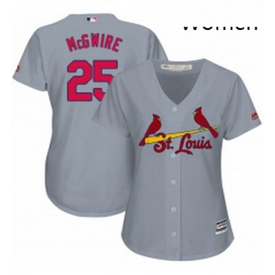 Womens Majestic St Louis Cardinals 25 Mark McGwire Authentic Grey Road Cool Base MLB Jersey Womens Majestic St Louis Cardinals 25 Mark McGwire Authentic Grey Road Cool Base MLB Jersey