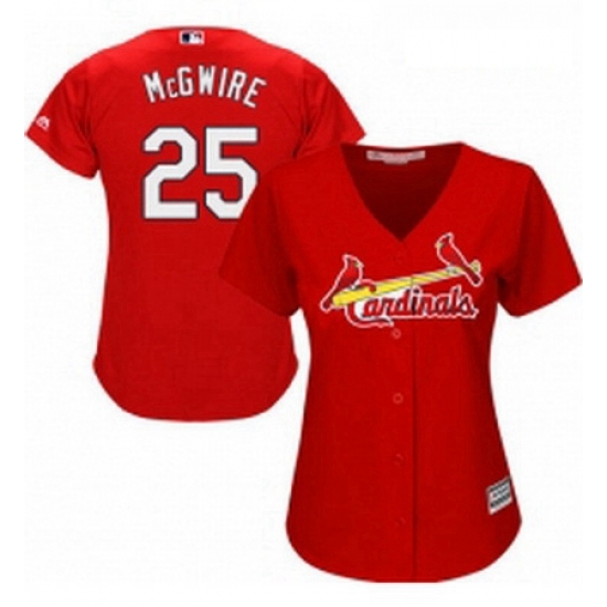 Womens Majestic St Louis Cardinals 25 Mark McGwire Replica Red Alternate Cool Base MLB Jersey Womens Majestic St Louis Cardinals 25 Mark McGwire Replica Red Alternate Cool Base MLB Jersey