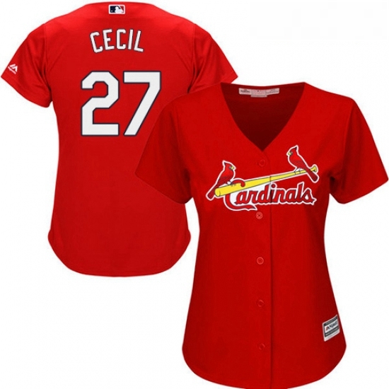 Womens Majestic St Louis Cardinals 27 Brett Cecil Replica Red Alternate Cool Base MLB Jersey Womens Majestic St Louis Cardinals 27 Brett Cecil Replica Red Alternate Cool Base MLB Jersey