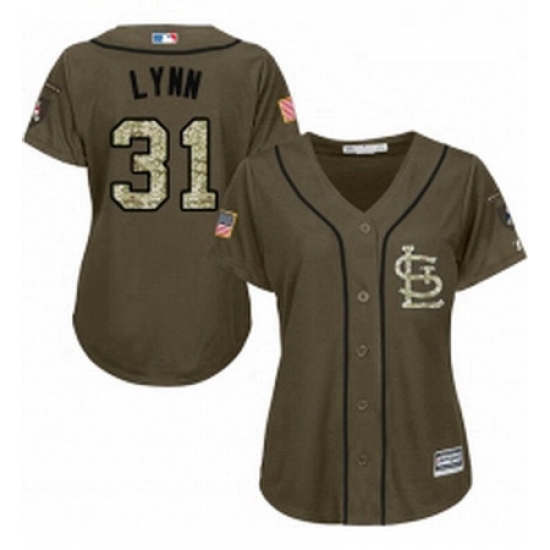 Womens Majestic St Louis Cardinals 31 Lance Lynn Replica Green Salute to Service MLB Jersey Womens Majestic St Louis Cardinals 31 Lance Lynn Replica Green Salute to Service MLB Jersey