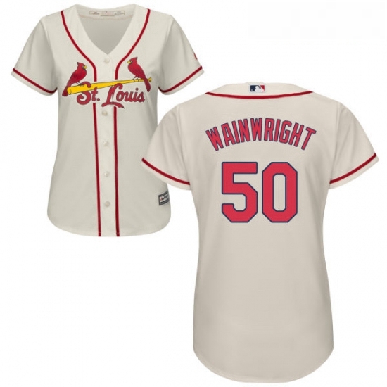 Womens Majestic St Louis Cardinals 50 Adam Wainwright Authentic Cream Alternate Cool Base MLB Jersey Womens Majestic St Louis Cardinals 50 Adam Wainwright Authentic Cream Alternate Cool Base MLB Jersey