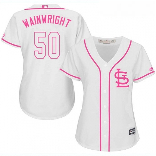 Womens Majestic St Louis Cardinals 50 Adam Wainwright Authentic White Fashion Cool Base MLB Jersey Womens Majestic St Louis Cardinals 50 Adam Wainwright Authentic White Fashion Cool Base MLB Jersey