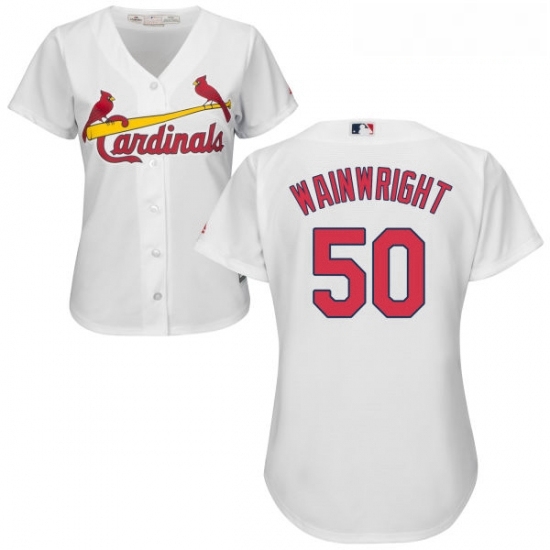 Womens Majestic St Louis Cardinals 50 Adam Wainwright Authentic White Home Cool Base MLB Jersey Womens Majestic St Louis Cardinals 50 Adam Wainwright Authentic White Home Cool Base MLB Jersey