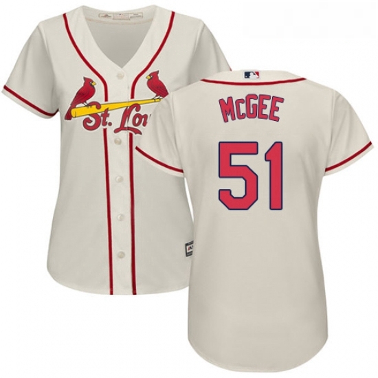 Womens Majestic St Louis Cardinals 51 Willie McGee Authentic Cream Alternate Cool Base MLB Jersey Womens Majestic St Louis Cardinals 51 Willie McGee Authentic Cream Alternate Cool Base MLB Jersey