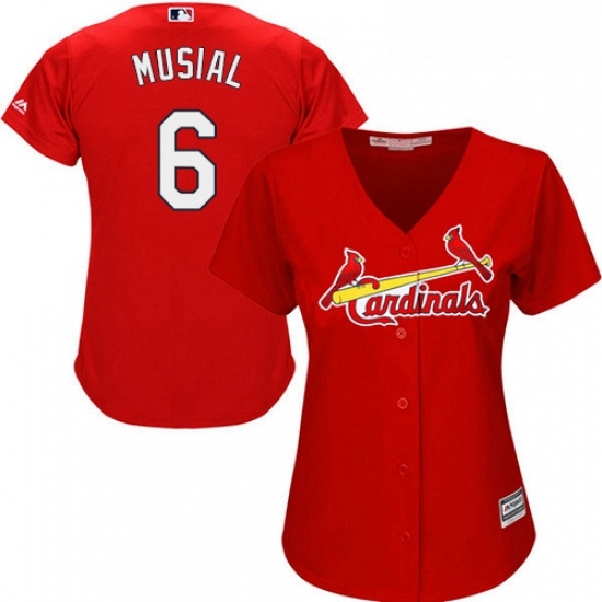 Womens Majestic St Louis Cardinals 6 Stan Musial Authentic Red Alternate Cool Base MLB Jersey Womens Majestic St Louis Cardinals 6 Stan Musial Authentic Red Alternate Cool Base MLB Jersey