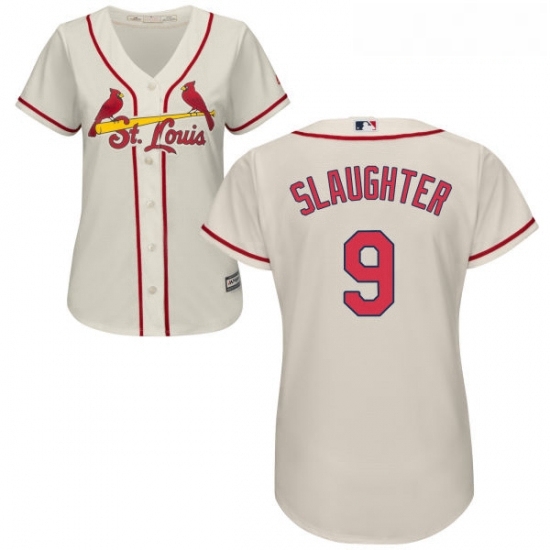 Womens Majestic St Louis Cardinals 9 Enos Slaughter Authentic Cream Alternate Cool Base MLB Jersey Womens Majestic St Louis Cardinals 9 Enos Slaughter Authentic Cream Alternate Cool Base MLB Jersey
