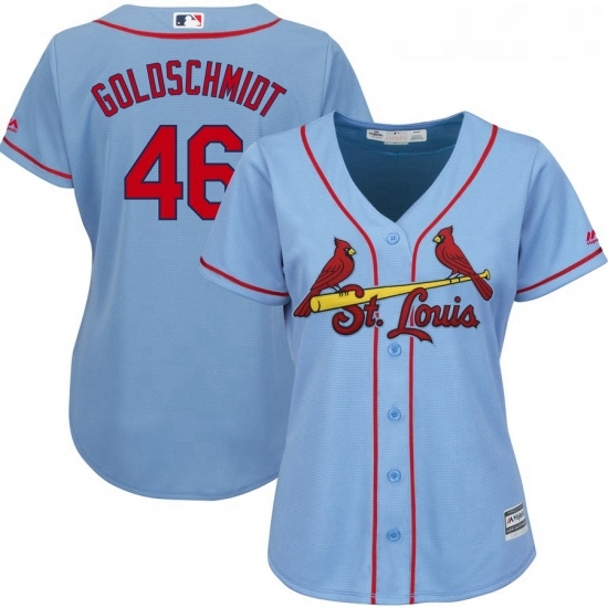 Womens St Louis Cardinals 46 Paul Goldschmidt Majestic Horizon Blue Cool Base Player Jersey Womens St Louis Cardinals 46 Paul Goldschmidt Majestic Horizon Blue Cool Base Player Jersey