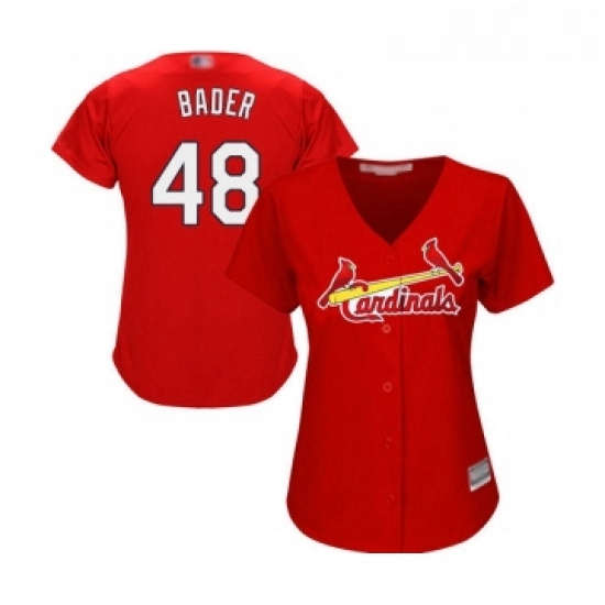 Womens St Louis Cardinals 48 Harrison Bader Replica Red Alternate Cool Base Baseball Jersey Womens St Louis Cardinals 48 Harrison Bader Replica Red Alternate Cool Base Baseball Jersey
