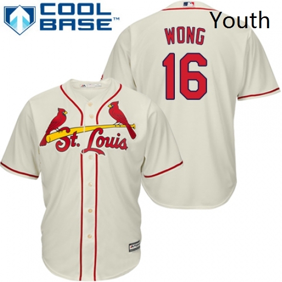 Youth Majestic St Louis Cardinals 16 Kolten Wong Authentic Cream Alternate Cool Base MLB Jersey Youth Majestic St Louis Cardinals 16 Kolten Wong Authentic Cream Alternate Cool Base MLB Jersey