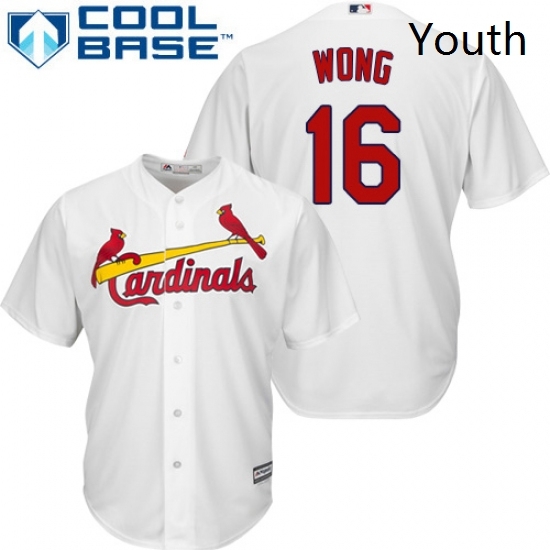 Youth Majestic St Louis Cardinals 16 Kolten Wong Replica White Home Cool Base MLB Jersey Youth Majestic St Louis Cardinals 16 Kolten Wong Replica White Home Cool Base MLB Jersey
