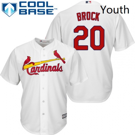 Youth Majestic St Louis Cardinals 20 Lou Brock Authentic White Home Cool Base MLB Jersey Youth Majestic St Louis Cardinals 20 Lou Brock Authentic White Home Cool Base MLB Jersey