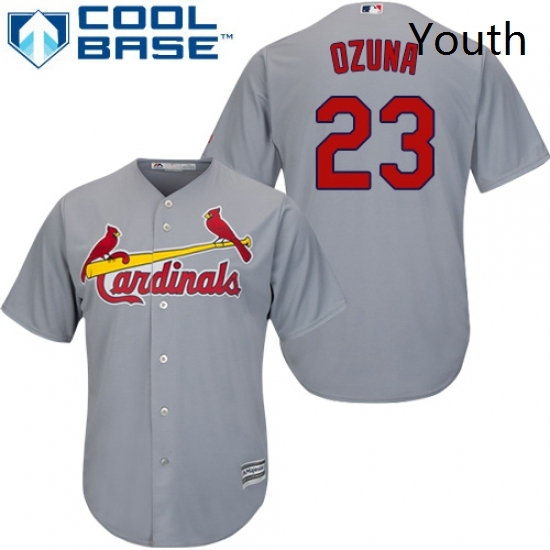 Youth Majestic St Louis Cardinals 23 Marcell Ozuna Authentic Grey Road Cool Base MLB Jersey Youth Majestic St Louis Cardinals 23 Marcell Ozuna Authentic Grey Road Cool Base MLB Jersey