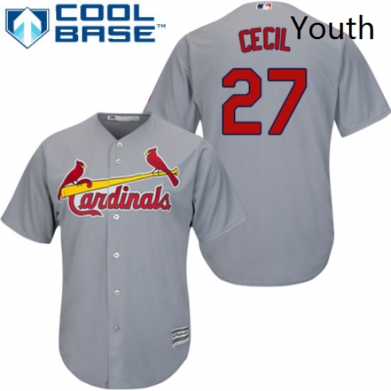 Youth Majestic St Louis Cardinals 27 Brett Cecil Replica Grey Road Cool Base MLB Jersey Youth Majestic St Louis Cardinals 27 Brett Cecil Replica Grey Road Cool Base MLB Jersey