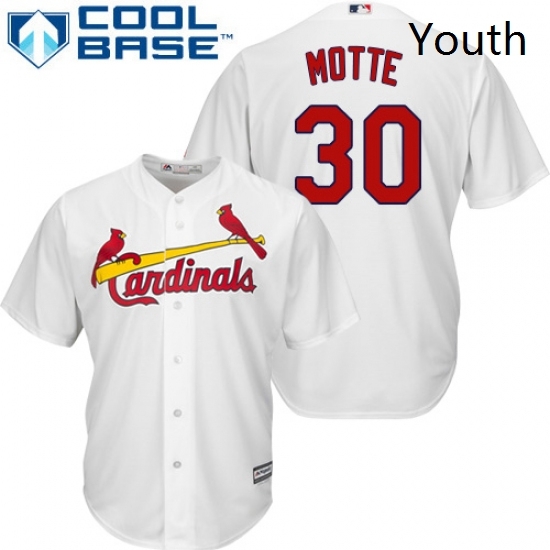 Youth Majestic St Louis Cardinals 30 Jason Motte Replica White Home Cool Base MLB Jersey Youth Majestic St Louis Cardinals 30 Jason Motte Replica White Home Cool Base MLB Jersey