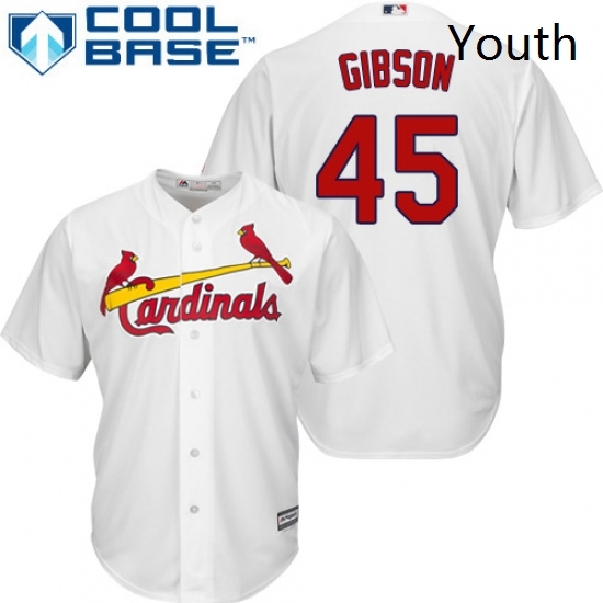 Youth Majestic St Louis Cardinals 45 Bob Gibson Authentic White Home Cool Base MLB Jersey Youth Majestic St Louis Cardinals 45 Bob Gibson Authentic White Home Cool Base MLB Jersey