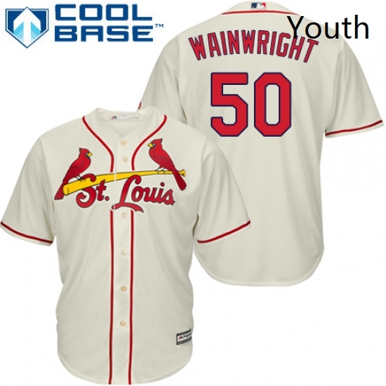 Youth Majestic St Louis Cardinals 50 Adam Wainwright Replica Cream Alternate Cool Base MLB Jersey Youth Majestic St Louis Cardinals 50 Adam Wainwright Replica Cream Alternate Cool Base MLB Jersey