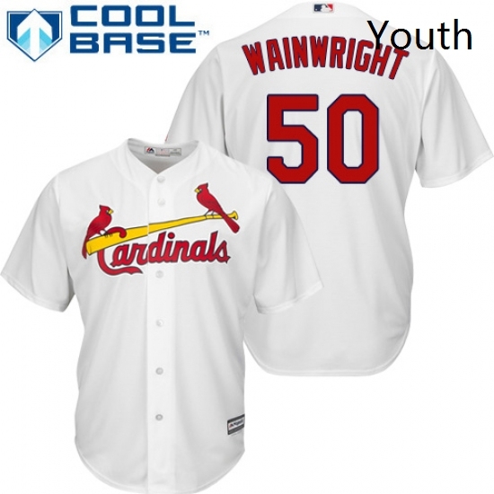 Youth Majestic St Louis Cardinals 50 Adam Wainwright Replica White Home Cool Base MLB Jersey Youth Majestic St Louis Cardinals 50 Adam Wainwright Replica White Home Cool Base MLB Jersey