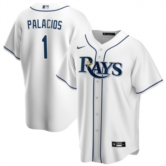 Men Tampa Bay Rays 1 Richie Palacios White Cool Base Stitched Baseball Jersey Men Tampa Bay Rays 1 Richie Palacios White Cool Base Stitched Baseball Jersey