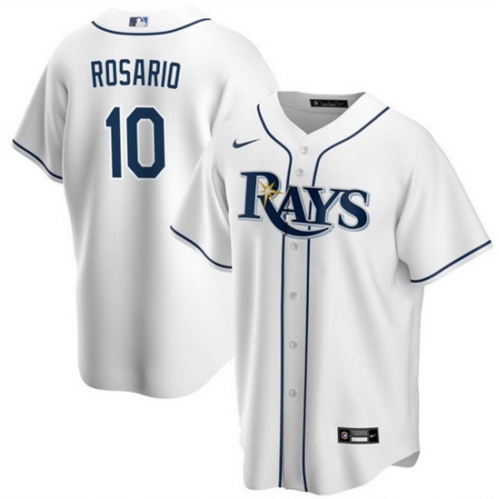 Men Tampa Bay Rays 10 Amed Rosario White Cool Base Stitched Baseball Jersey Men Tampa Bay Rays 10 Amed Rosario White Cool Base Stitched Baseball Jersey
