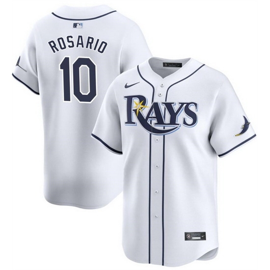 Men Tampa Bay Rays 10 Amed Rosario White Home Limited Stitched Baseball Jersey Men Tampa Bay Rays 10 Amed Rosario White Home Limited Stitched Baseball Jersey