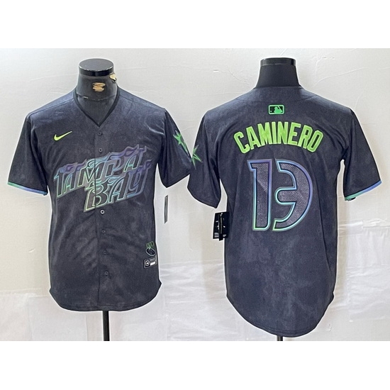 Men Tampa Bay Rays 13 Junior Caminero Charcoal 2024 City Connect Limited Stitched jerseys 1 Men Tampa Bay Rays 13 Junior Caminero Charcoal 2024 City Connect Limited Stitched jerseys 1