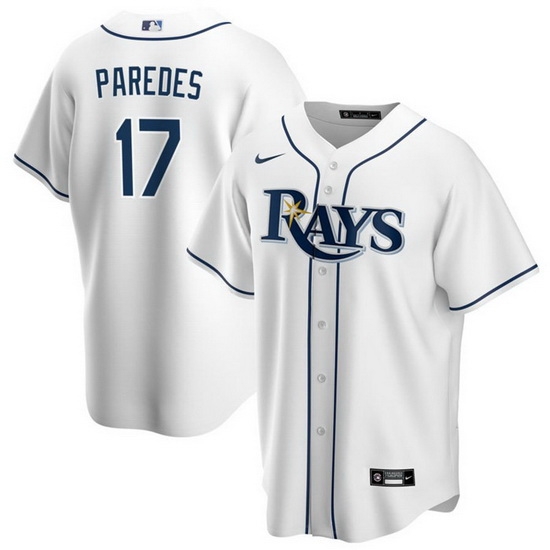 Men Tampa Bay Rays 17 Isaac Paredes White Cool Base Stitched Baseball Jersey Men Tampa Bay Rays 17 Isaac Paredes White Cool Base Stitched Baseball Jersey