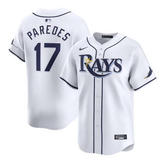 Men Tampa Bay Rays 17 Isaac Paredes White Home Limited Stitched Baseball Jersey Men Tampa Bay Rays 17 Isaac Paredes White Home Limited Stitched Baseball Jersey