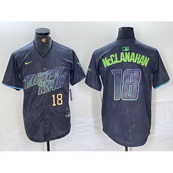 Men Tampa Bay Rays 18 Shane McClanahan Charcoal 2024 City Connect Limited Stitched Baseball Jersey 2 Men Tampa Bay Rays 18 Shane McClanahan Charcoal 2024 City Connect Limited Stitched Baseball Jersey 2