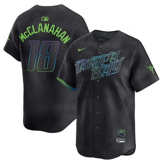 Men Tampa Bay Rays 18 Shane McClanahan Charcoal 2024 City Connect Limited Stitched Baseball Jersey Men Tampa Bay Rays 18 Shane McClanahan Charcoal 2024 City Connect Limited Stitched Baseball Jersey