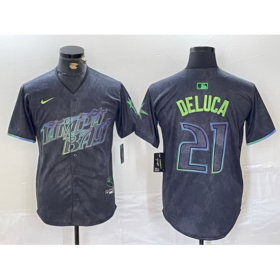 Men Tampa Bay Rays 21 Jonny DeLuca Charcoal 2024 City Connect Limited Stitched jerseys 2 Men Tampa Bay Rays 21 Jonny DeLuca Charcoal 2024 City Connect Limited Stitched jerseys 2
